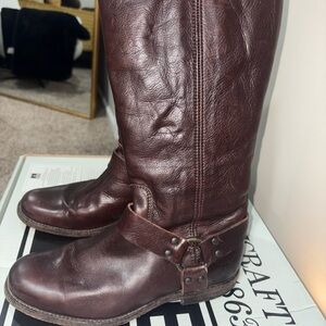 Dark Brown Tall Harness Boots